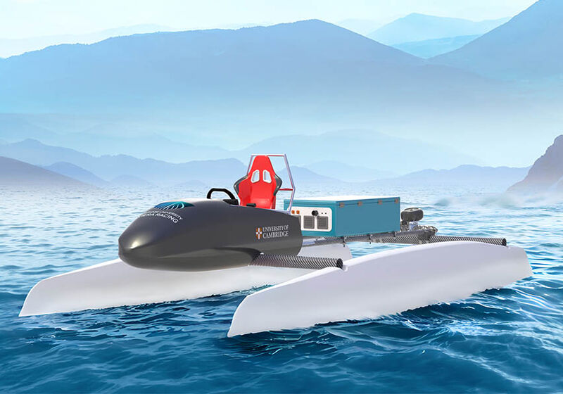 Electric Powered Catamaran on water